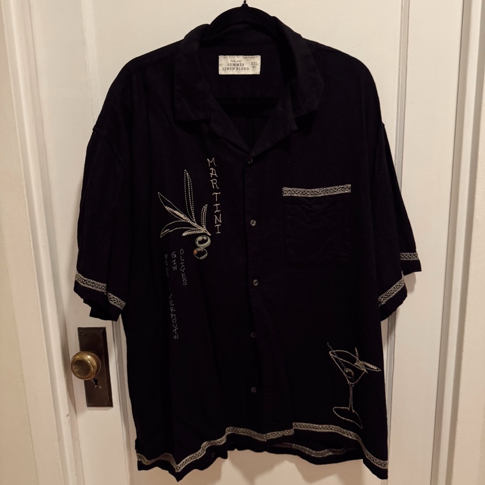 Abercrombie & Fitch Black Martini Embroidered Men's Shirt